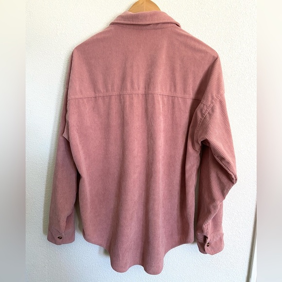 Corduroy style shacket long sleeve button down top - Picture 4 of 8